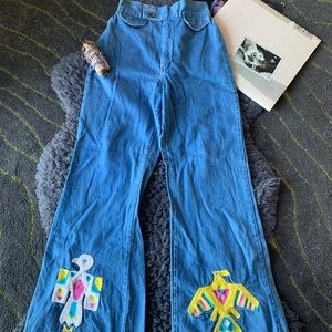 Custom Vintage Bell Bottom Jeans Boho Hippie Gypsy
